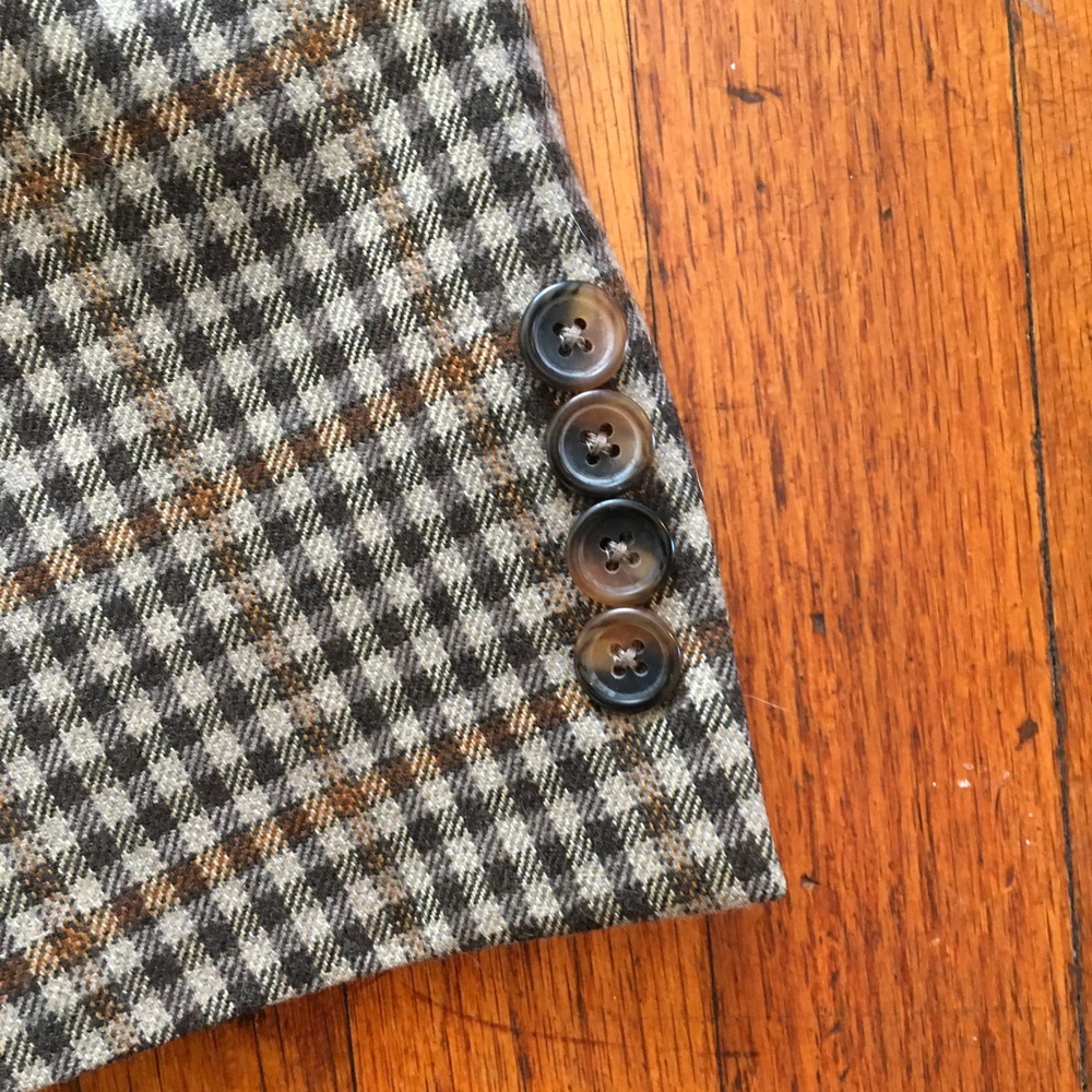 Hart Schaffner Marx Men's Blazer 46L Loro Piana Cashmere Plaid Checked USA Made - Picture 4 of 14